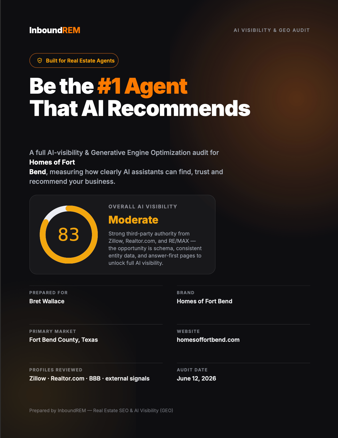 AI visibility audit report cover page